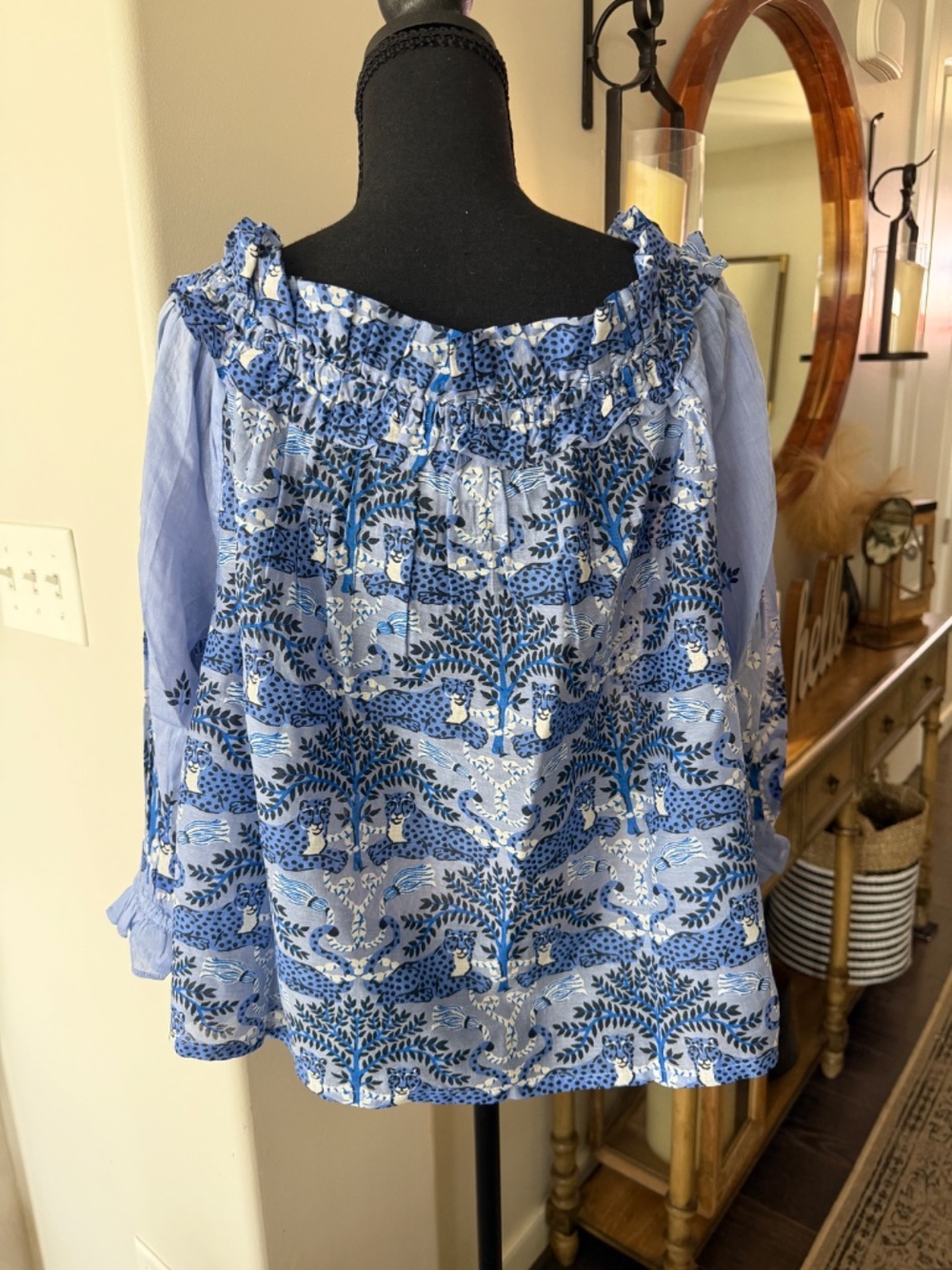Printfresh Bagheera Cotton Peasant Blouse – Periwinkle Blue NWT